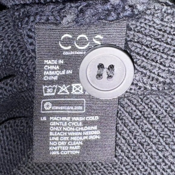 NWT COS Bow Tie Side Buttons Knit Top Sweater Black Stretchy Size S - Picture 6 of 7